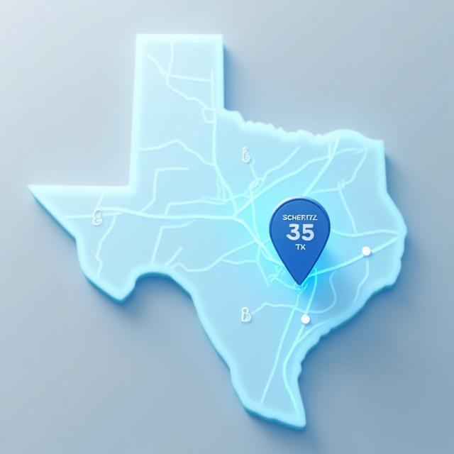 Map showing strategic location of B6 Transportation in Schertz, Texas near I-35 and I-10