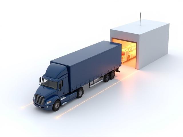 Illustration of a synchronized logistics flow from supplier truck to factory assembly line
